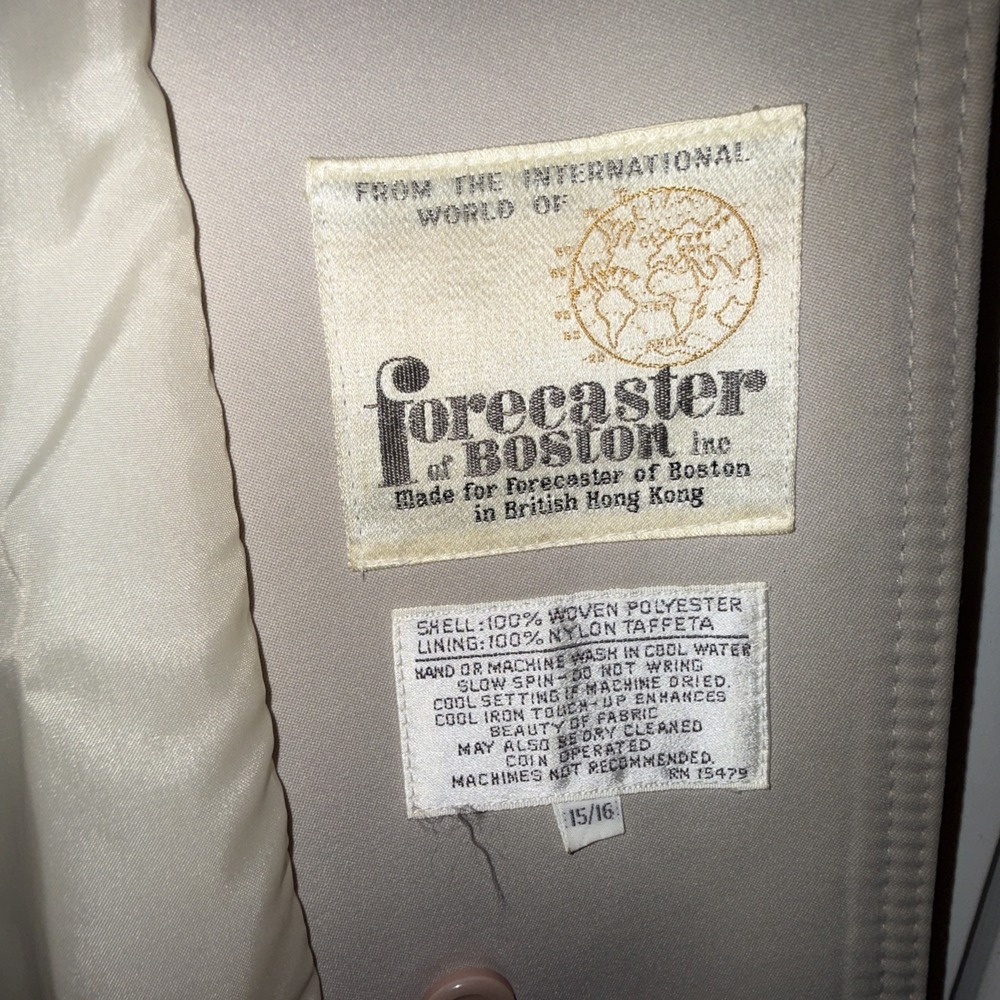 Forecaster of Boston Trench Coat 15/16 Vintage Hong Kong Mid calf Length Tan - Picture 3 of 7